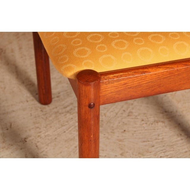 Vintage Danish Teak Dining Chairs with Yellow Fabric Upholstery, 1970s, Set of 4 For Sale - Image 11 of 12