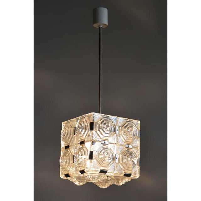 Mid-Century Chandelier in Chrome and Glass from Kamenický Šenov, Czech, 1960s For Sale - Image 9 of 11