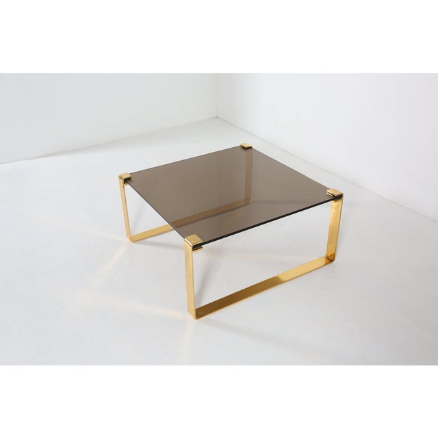 Mid-Century Modern Coffee Table with Gold-Plated Base and Glass Top, 1970s For Sale - Image 6 of 13