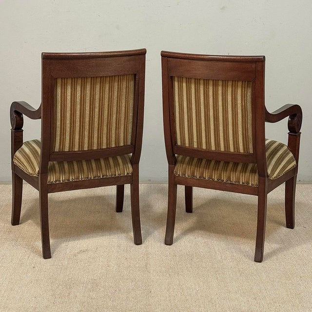 Pair of French Empire Period Mahogany Ormolu Armchairs ~ Fauteuils For Sale - Image 18 of 18