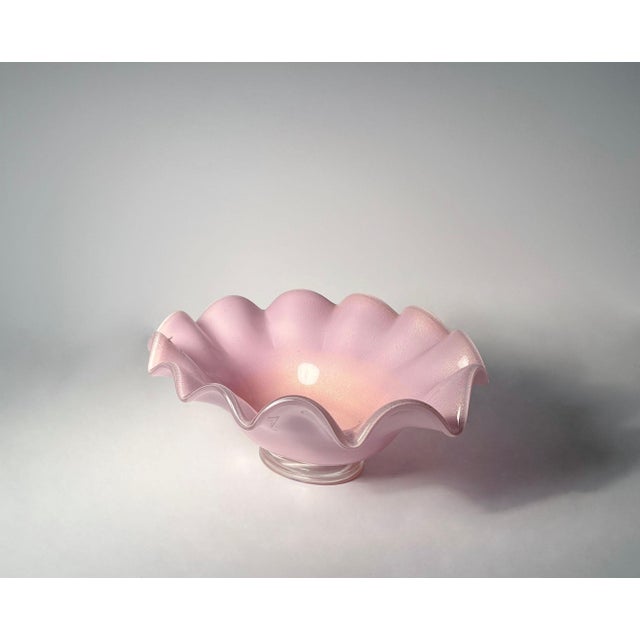 Mid 20th Century A Large Vintage Murano Glass Pink Oval Bowl by Barovier & Toso For Sale - Image 5 of 5