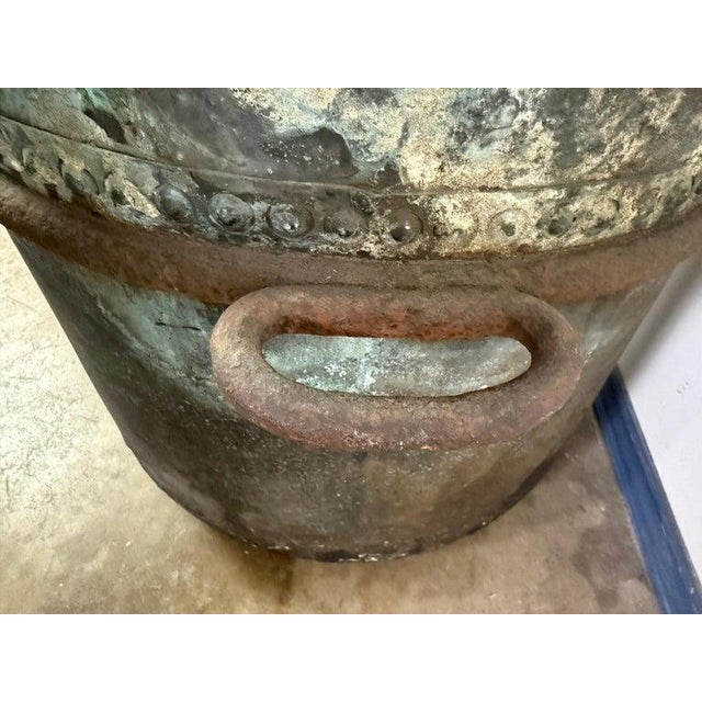 Rustic Antique Copper Storage Vessel With Verdigris Patina, 19th Century For Sale - Image 3 of 12
