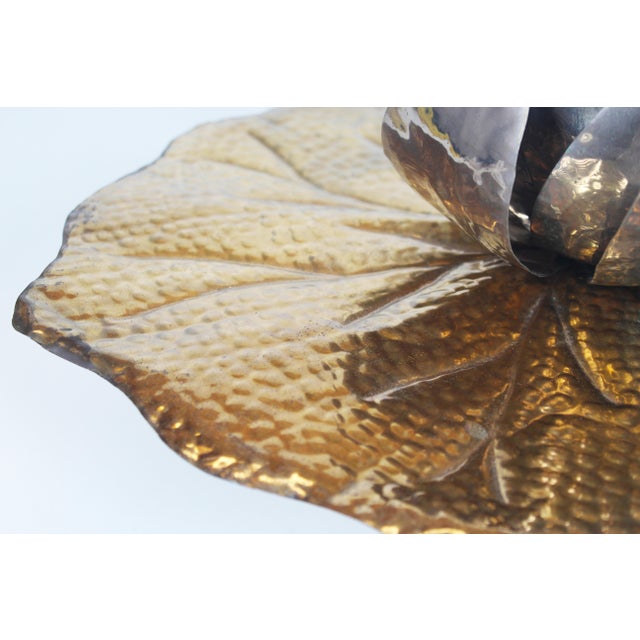 Metal Vintage Waterlily Table Lamp by Tommaso Barbi for Bottega Gadda, Italy, 1960s For Sale - Image 7 of 10