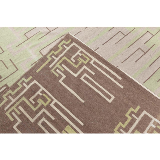 Taupe Modern Scandinavian Art Deco Flat Weave Wool Rug by Doris Leslie Blau For Sale - Image 8 of 8