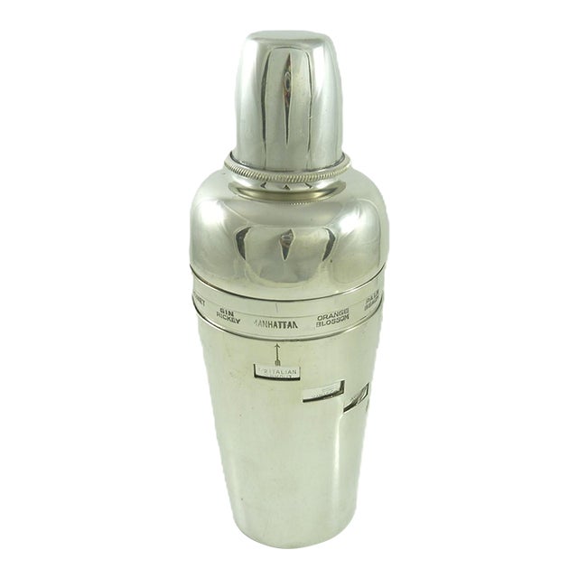 1930s Art Deco Silver Plated Cocktail Shaker by Giuliano Bossi | 'Dial-a-Drink' For Sale