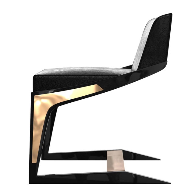Art Deco "Silenzioso" Chair With Stainless Steel and Bronze Details For Sale - Image 3 of 9