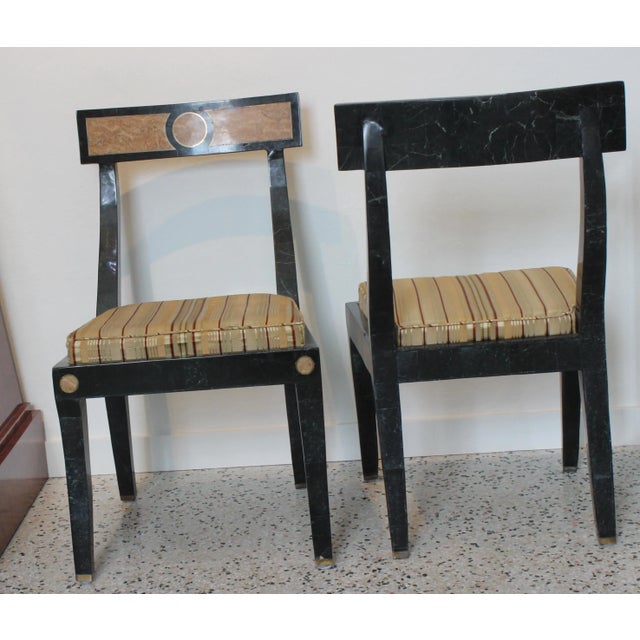 Metal Marble Dining Set Maitland-Smith Attrb Table & 6 Chairs 1980s Neoclassic For Sale - Image 7 of 13