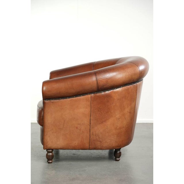 2000 - 2009 Sheepskin Club Armchair In Warm Cognac Color For Sale - Image 5 of 13