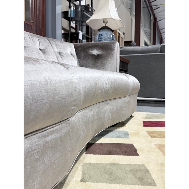 Taupe Vintage Mitchell Gold Dumont Tufted Velvet Sofa For Sale - Image 8 of 11