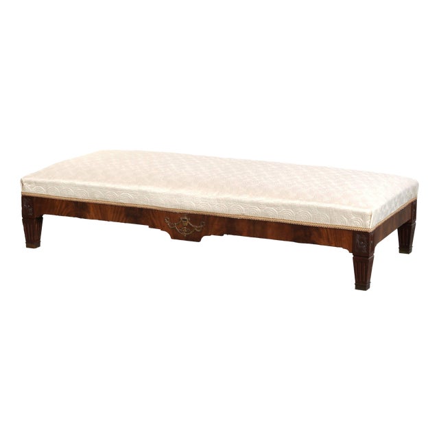 Antique French Empire Style Window Bench with a Silk Seat, 19th Century For Sale