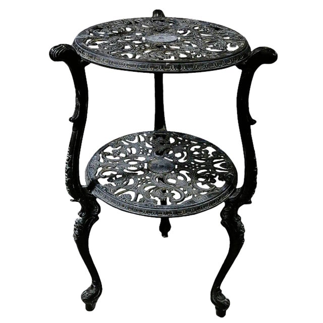 Round Iron Table - Vintage - Two Tiered For Sale
