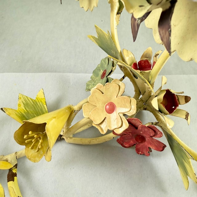 Italian Floral Tôle Peinte Candle Sconces, a Pair For Sale - Image 9 of 18
