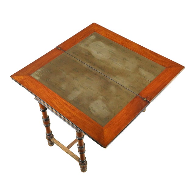 Vintage European Wooden Bridge Game Table For Sale