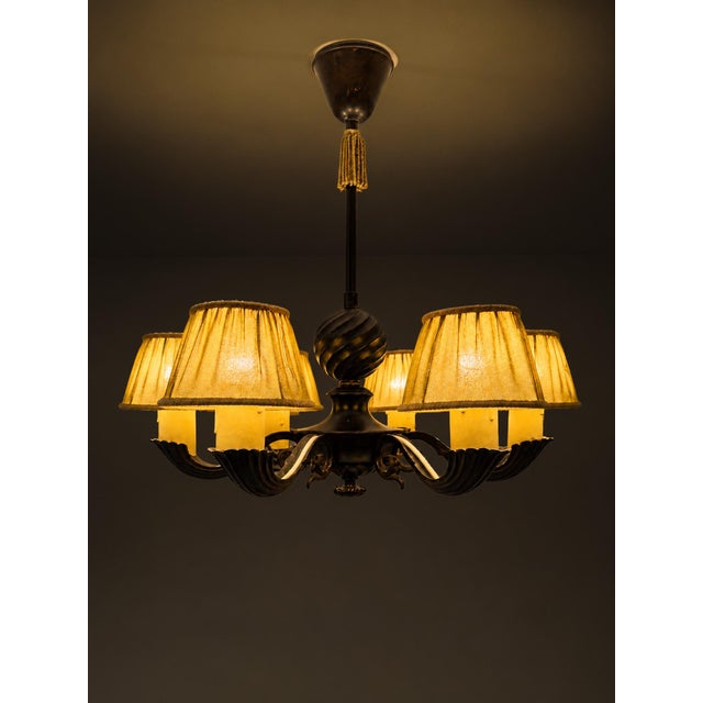 Model 10785 Chandelier in Patinated Metal by Harald Notini for Böhlmarks, Sweden, 1930s For Sale - Image 11 of 15