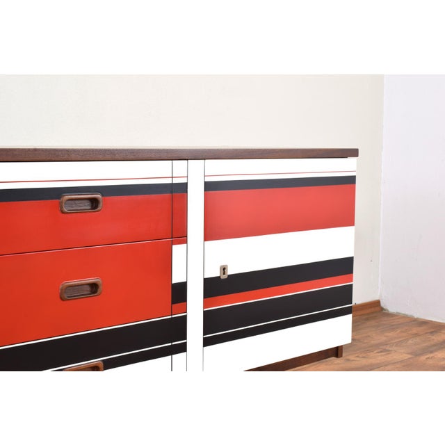 Mid-Century Modern Walnut Sideboard with Hand-Painted Pattern, 1960s For Sale - Image 10 of 15