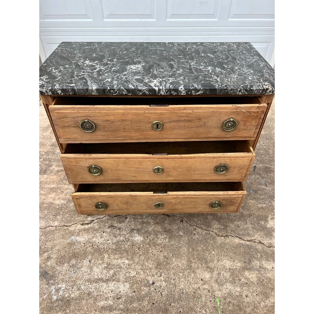 French 18th Century Louis XVI Marble Top Bleached Walnut Commode For Sale - Image 12 of 12