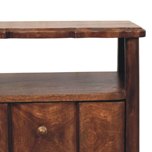 Roasted Almond Mango Wood Bedside Table With Open Shelf For Sale - Image 4 of 8