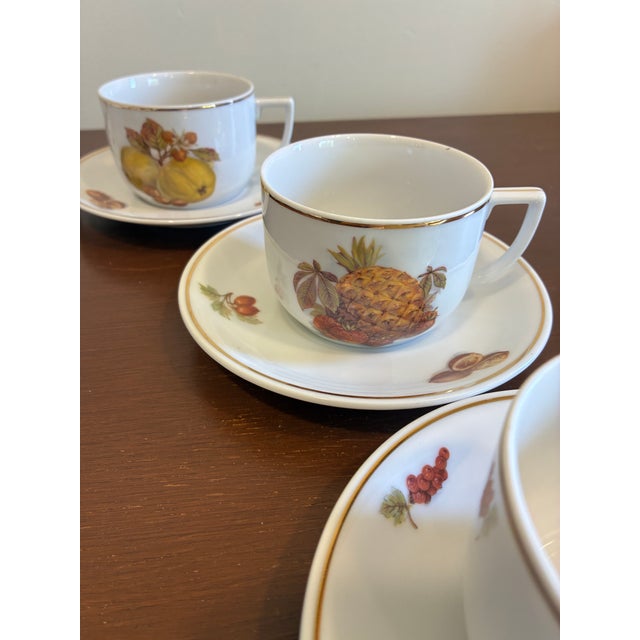 Mid 20th Century Mid 20th Century Seltmann Weiden Bavaria West Germany Fruit Tea Cups & Saucers - Set of 6 For Sale - Image 5 of 15