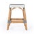 2020s Robias 24.5 in. Seat Height Rectangular Rattan Backless Counter Stool with Footrest, White/Navy Stripe/ Natural Rattan Frame For Sale - Image 5 of 9