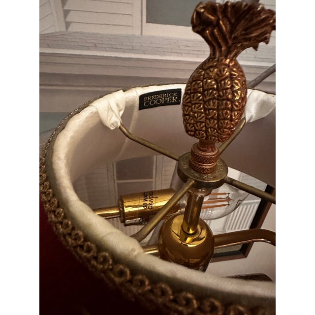 Frederick Cooper Palm Lamp and Matching Red Shade, 1990s For Sale In New York - Image 6 of 6