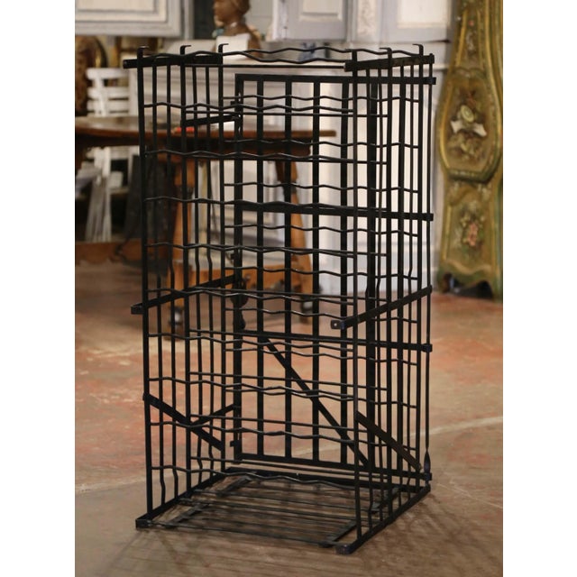Burgundy 19th Century French Iron Wine Cage From Burgundy With Lock and Key For Sale - Image 8 of 9