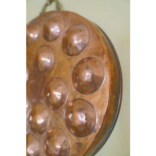 Oversized Vintage French Country Copper Egg Poacher Mold Wall Decor For Sale - Image 4 of 7