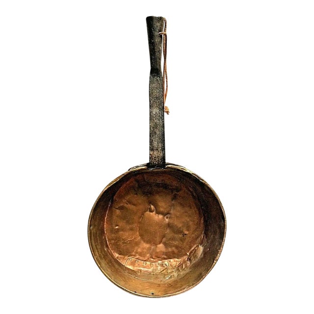 Mid 19th Century Antique Primitive Huge Repaired Copper & Iron Handmade Hearth Pan For Sale