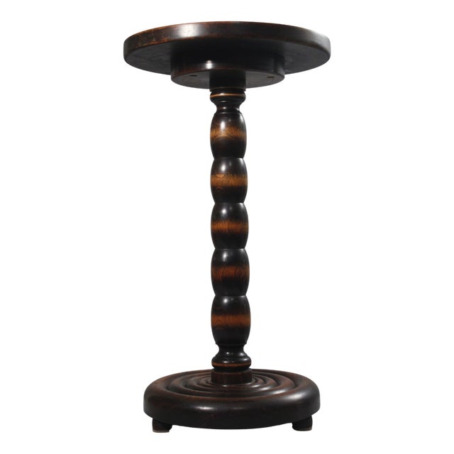 French Art Deco Turned Walnut Column Table in the style of Charles Dudouyt, 1930s For Sale
