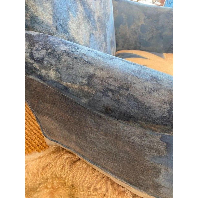 Union Jack Lounge Chair with Carved Frame and Custom Painted Velvet For Sale - Image 11 of 17