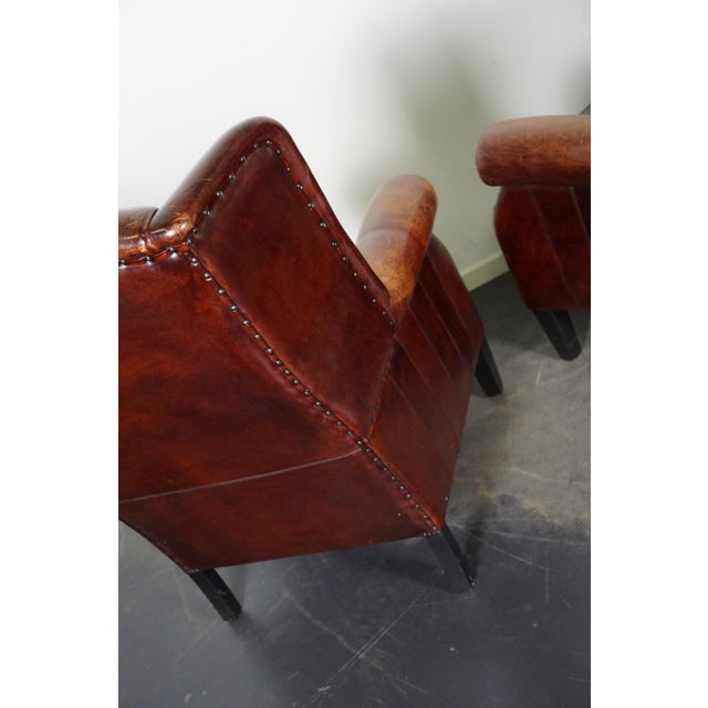 Vintage Dutch Cognac Leather Club Chairs, the Netherlands, Set of 2 For Sale - Image 17 of 18