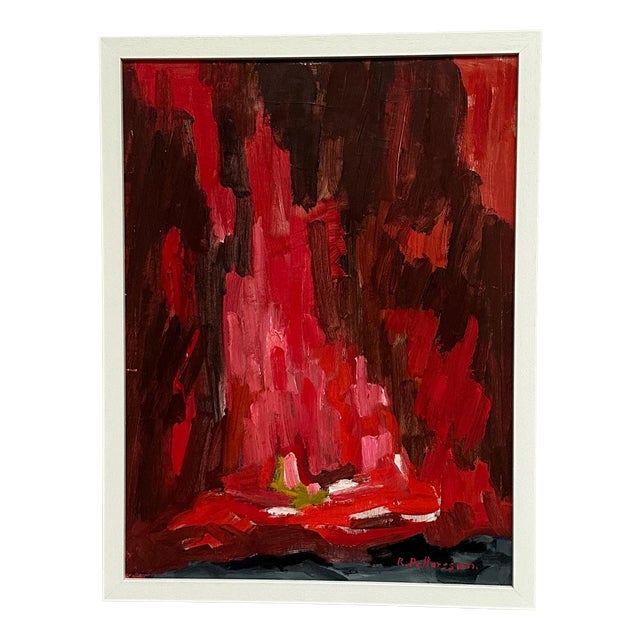 Rune Pettersson, Abstract Composition in Red, 1950s, Oil on Panel, Framed For Sale