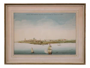 After J.Vingboons, View on Nieuw Amsterdam, 20th Century, Lithograph, Framed