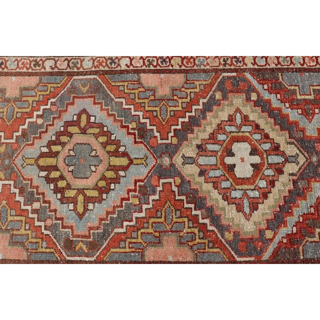 Antique Persian Bakhtiari Runner With Geometric Medallions in Taupe and Rust For Sale - Image 12 of 13