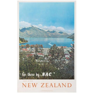 Airline Poster of Lake Wakatipu in Queenstown, 1960 For Sale