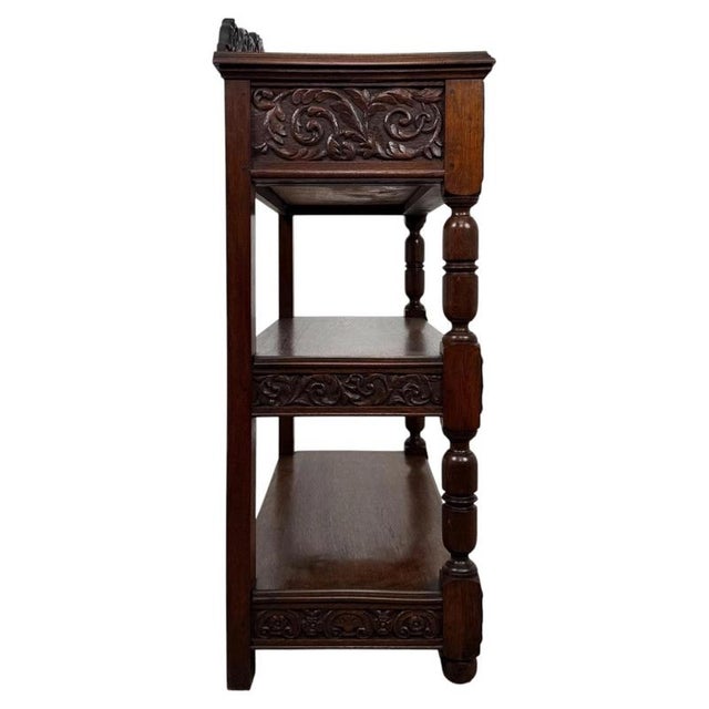 Wood Antique English Carved Oak Buffet, 1800s For Sale - Image 7 of 12