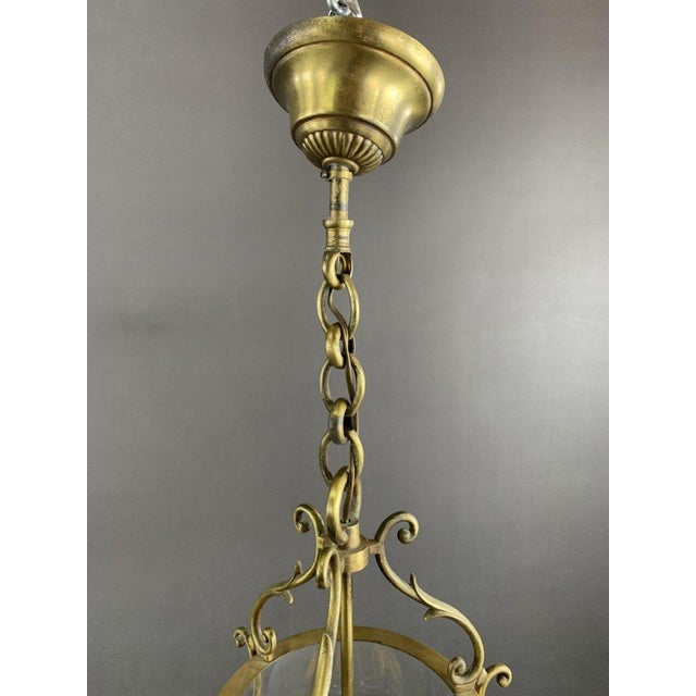 20th Century Brass and Glass Lantern Pendant Light For Sale - Image 3 of 6