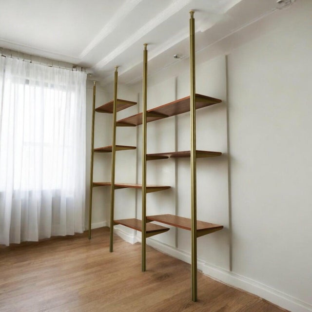 Black Tension Pole Free Standing Rose Gold Aluminum Omni Wall Unit by George Nelson For Sale - Image 8 of 15