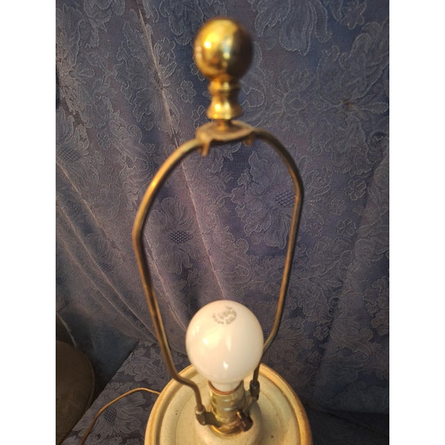 1980s Ethan Allen Crock Table Lamp With Deer Motif and Shade For Sale - Image 10 of 12