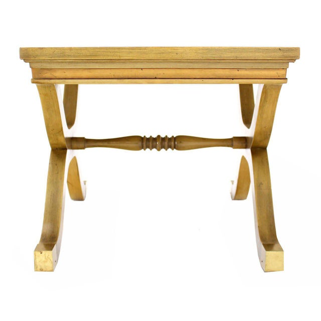 Wood 20th Century Hollywood Regency X-Base Side Table or Stool For Sale - Image 7 of 9