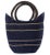 Midnight Blue Shopper With Black Leather Handles For Sale - Image 4 of 4