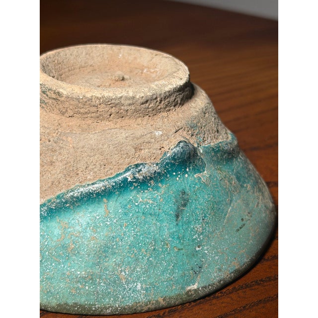 Seljuk Turquoise Glazed Pottery Bowl For Sale - Image 11 of 15