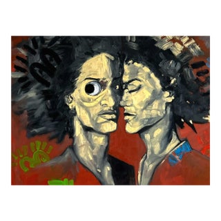 Twin Warriors, Oil on Canvas, Seromo Okoro (2026) For Sale