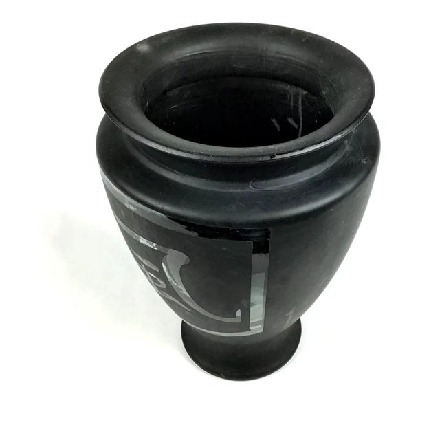Asian Style Black Glass Calligraphy Vase For Sale In Portland, ME - Image 6 of 13