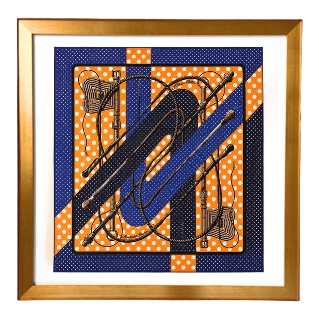 Hermes Clic Clac a Pois Framed Vintage Silk Scarf 24" For Sale