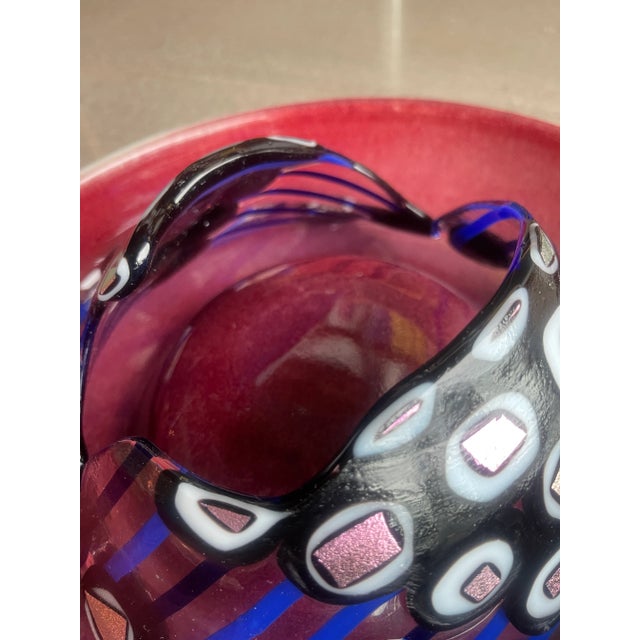 1980s Signed 1980s Postmodern Studio Art Glass & Ceramic Wall Sculpture Charger Memphis Era Fused Centerpiece For Sale - Image 5 of 12