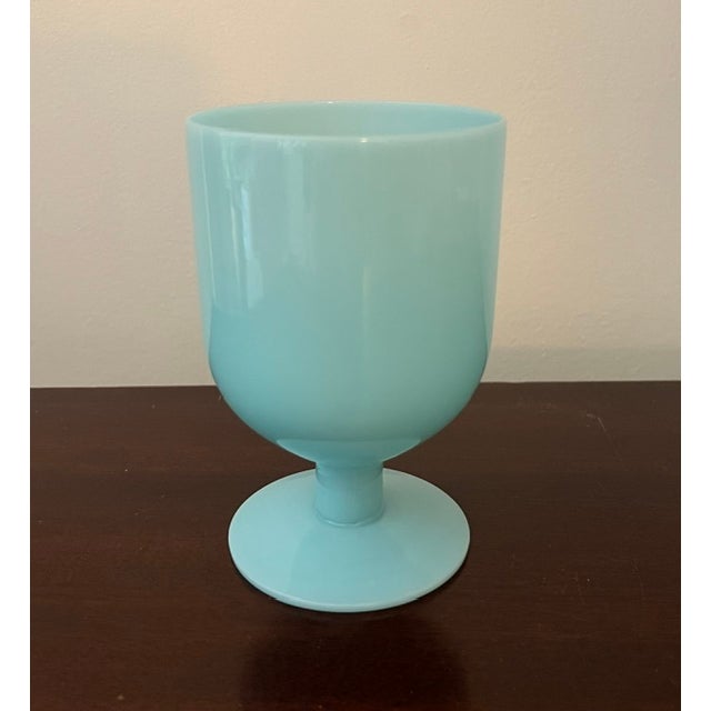 Portieux Vallerysthal 1930s Assorted Blue Opaline Goblets - Set of 3 For Sale - Image 4 of 7