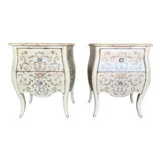 Hooker Furniture Melange Collection Ariana Hand-Painted Night Stand Pair For Sale
