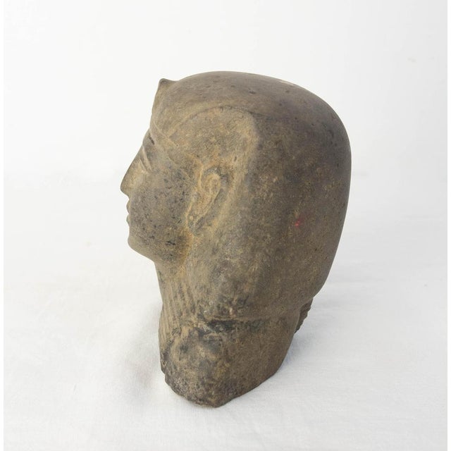 Egyptian Black Stone Pharaoh Bust Statue, 19th Century For Sale - Image 6 of 10