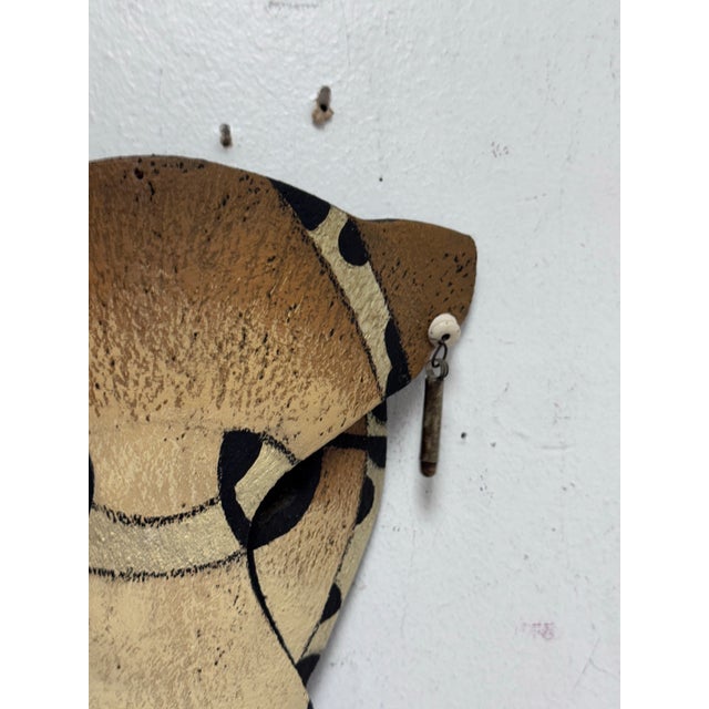 Transitional Hilarey Handcrafted Clay Animal Wall Mask, Signed For Sale - Image 3 of 12