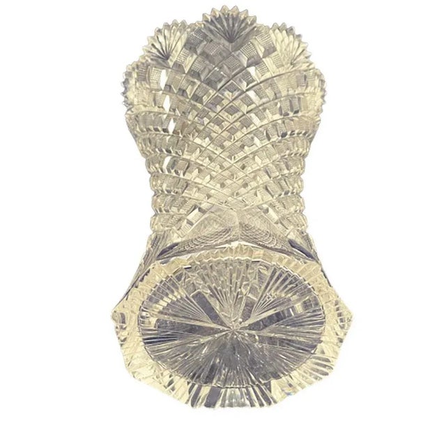 19th Century Dutch Crystal Vase with Pineapple Fan Cut For Sale - Image 4 of 6